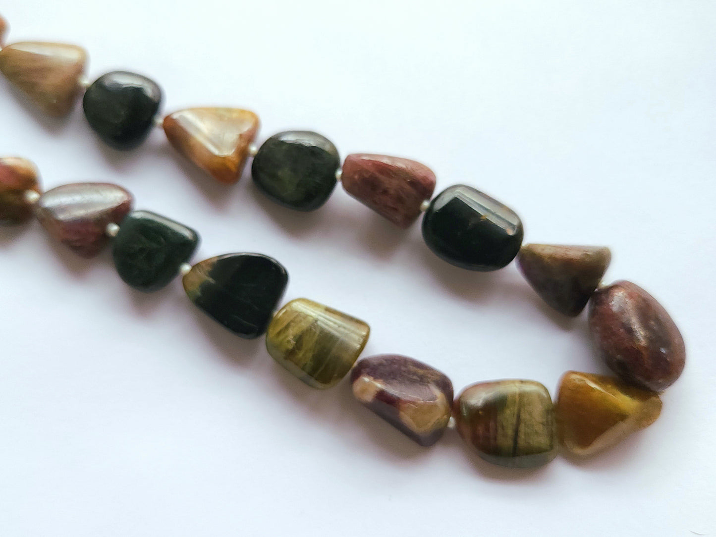 Natural Multi Tourmaline Smooth Nugget Beads | Tumble Shape Gemstone Beads | 19 Inches