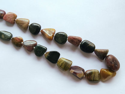 Natural Multi Tourmaline Smooth Nugget Beads | Tumble Shape Gemstone Beads | 19 Inches