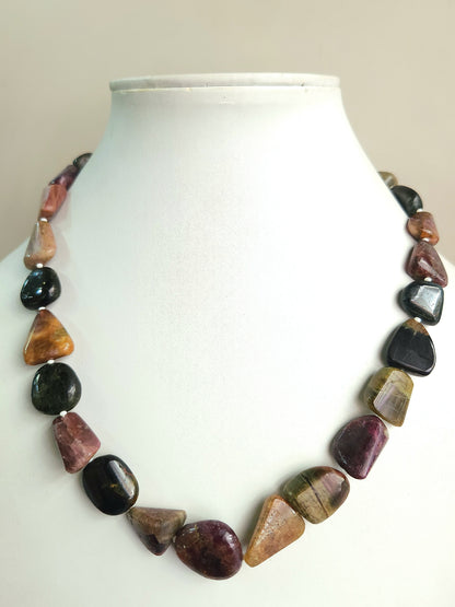 Natural Multi Tourmaline Smooth Nugget Beads | Tumble Shape Gemstone Beads | 19 Inches