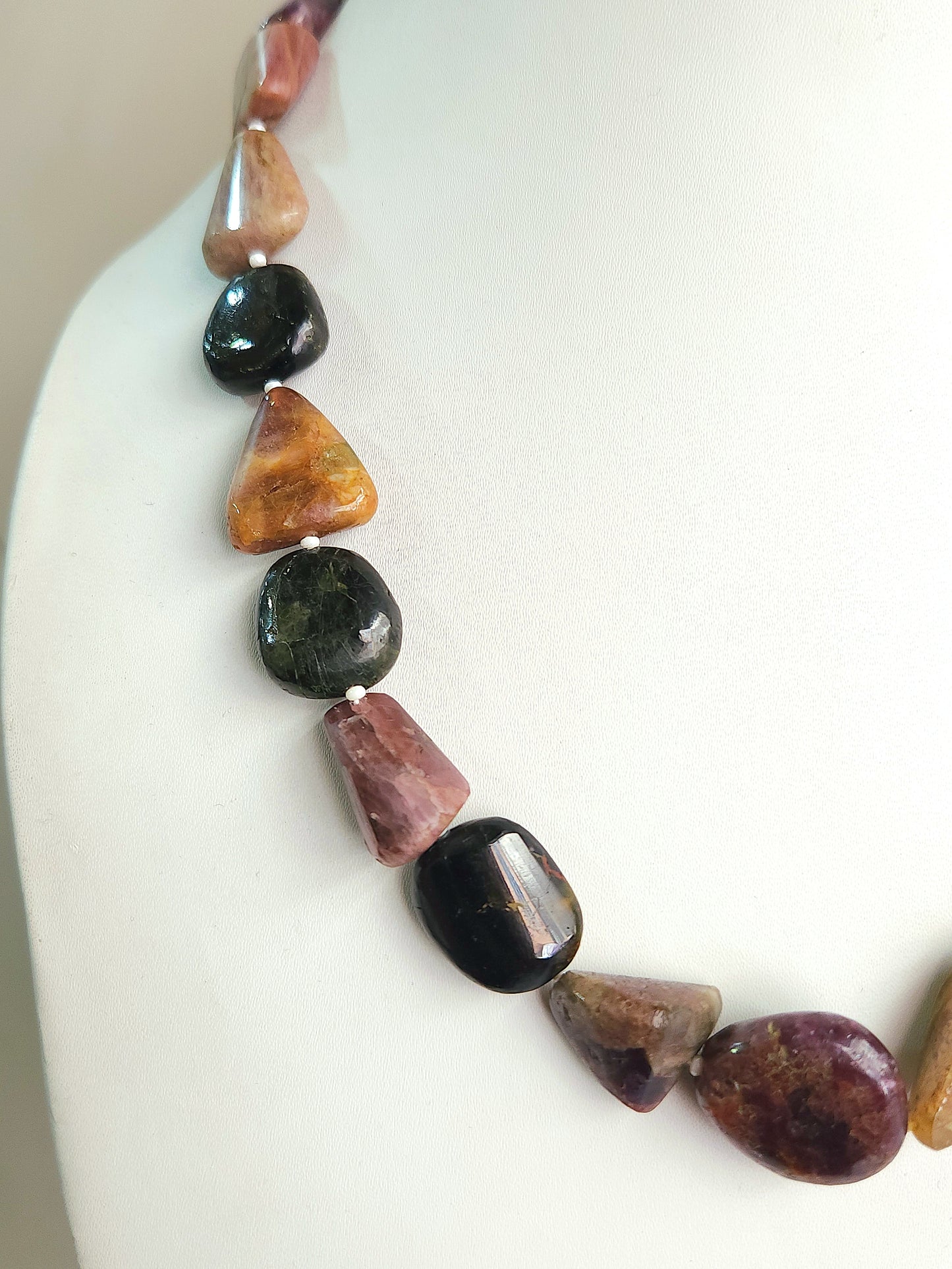 Natural Multi Tourmaline Smooth Nugget Beads | Tumble Shape Gemstone Beads | 19 Inches