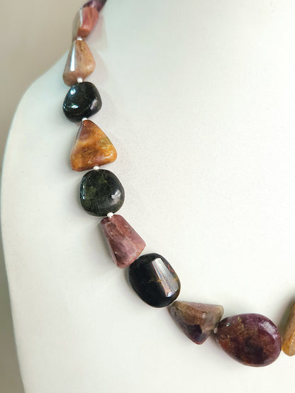 Natural Multi Tourmaline Smooth Nugget Beads | Tumble Shape Gemstone Beads | 19 Inches
