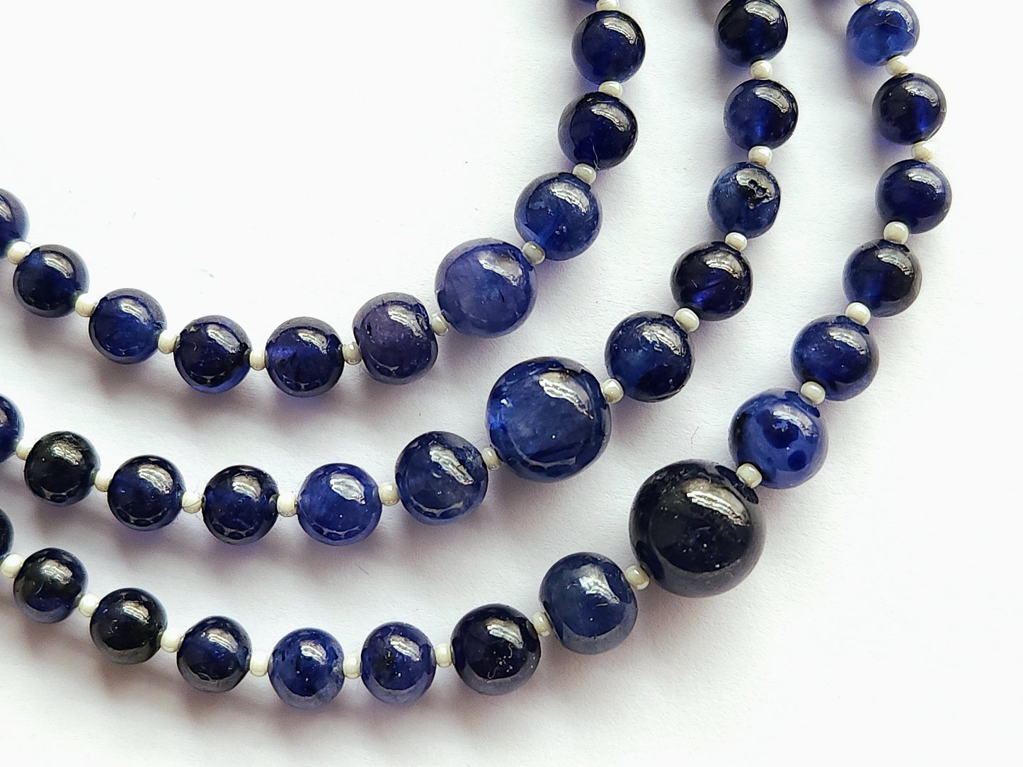 Natural Blue Sapphire Smooth Spherical /Round Shape Beads | 9.5 Inches