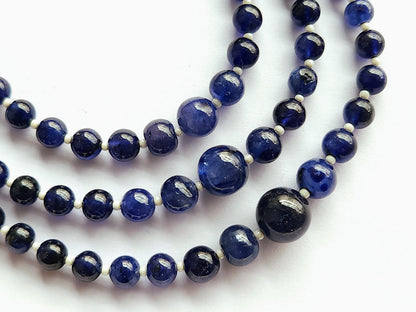 Natural Blue Sapphire Smooth Spherical /Round Shape Beads | 9.5 Inches