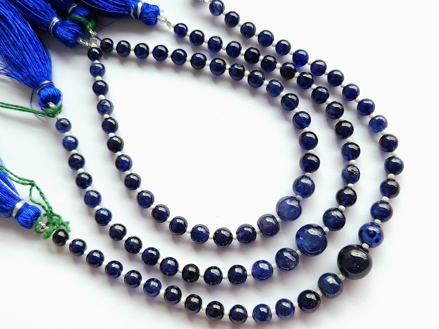 Natural Blue Sapphire Smooth Spherical /Round Shape Beads | 9.5 Inches