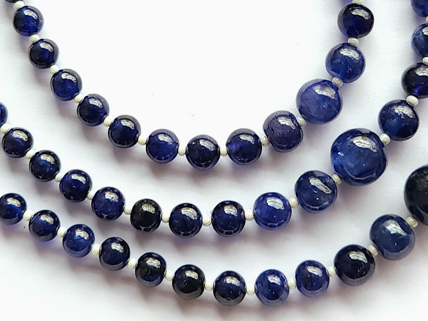 Natural Blue Sapphire Smooth Spherical /Round Shape Beads | 9.5 Inches