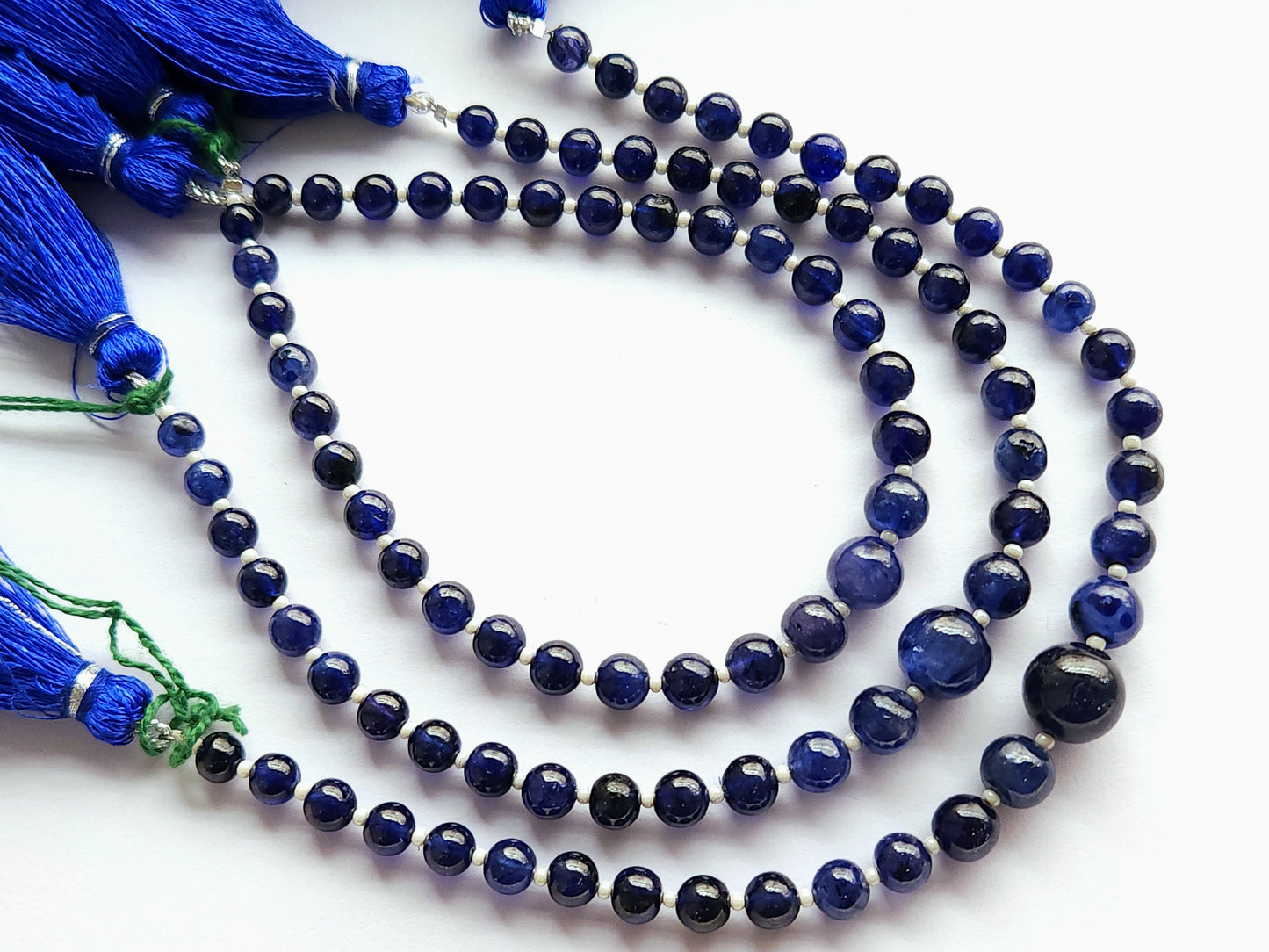 Natural Blue Sapphire Smooth Spherical /Round Shape Beads | 9.5 Inches