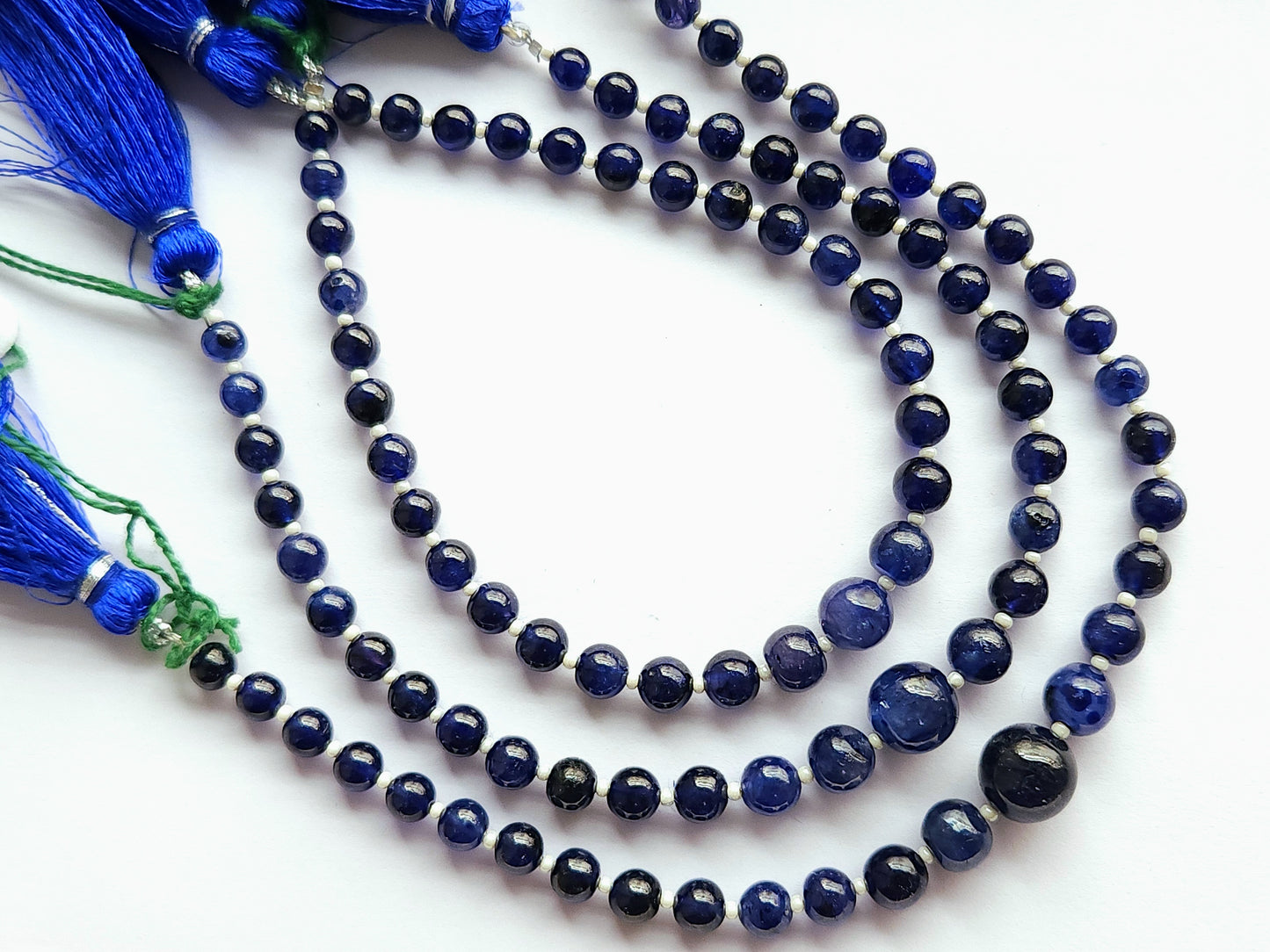Natural Blue Sapphire Smooth Spherical /Round Shape Beads | 9.5 Inches