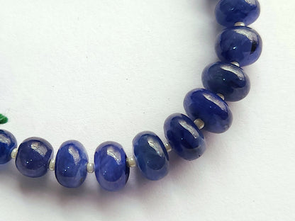 Natural Blue Sapphire Smooth Rondelle Beads | 7–10 MM