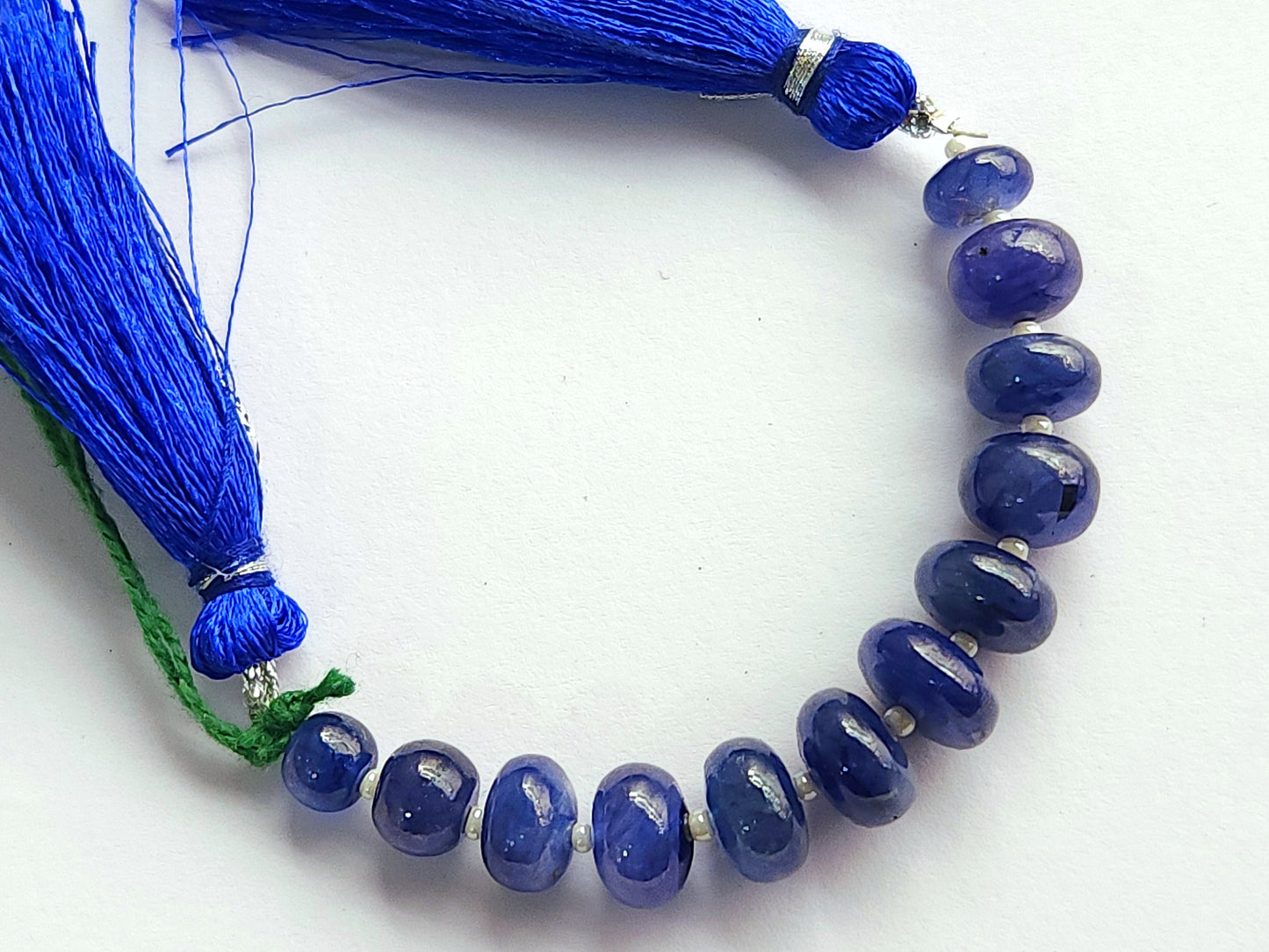 Natural Blue Sapphire Smooth Rondelle Beads | 7–10 MM