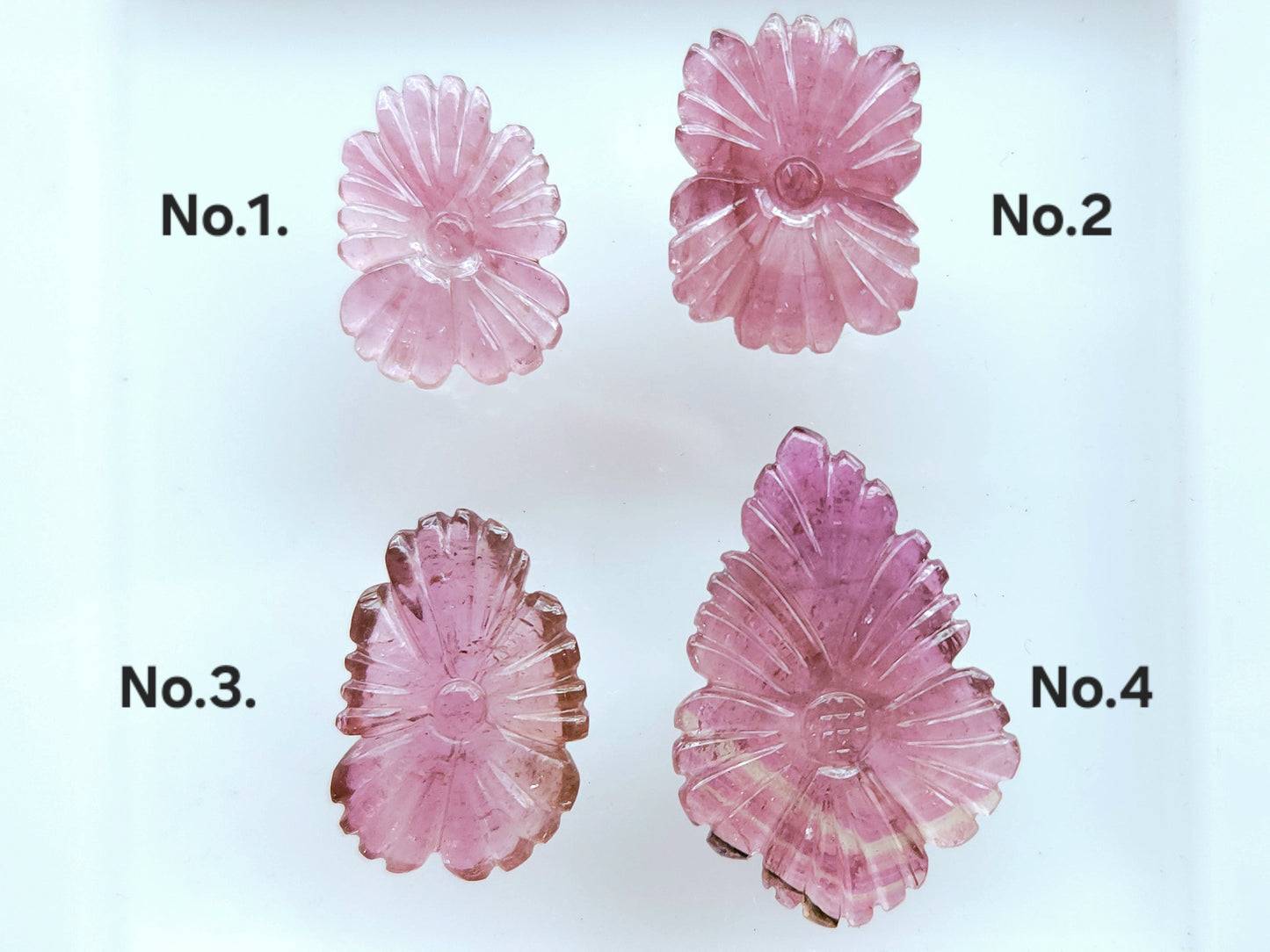 Natural Pink Tourmaline Flower Carvings For Pendants, Charms & Jewelry Making