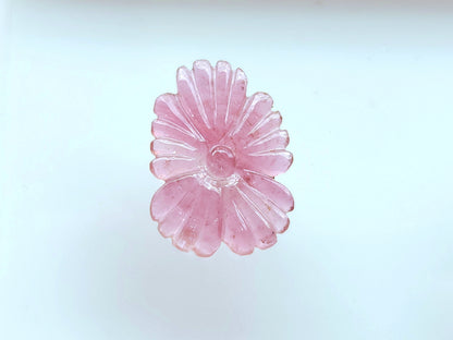 Natural Pink Tourmaline Flower Carvings For Pendants, Charms & Jewelry Making