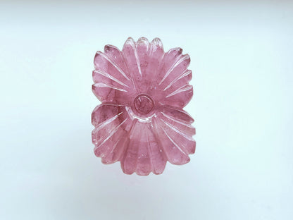 Natural Pink Tourmaline Flower Carvings For Pendants, Charms & Jewelry Making