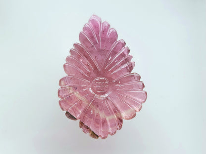 Natural Pink Tourmaline Flower Carvings For Pendants, Charms & Jewelry Making