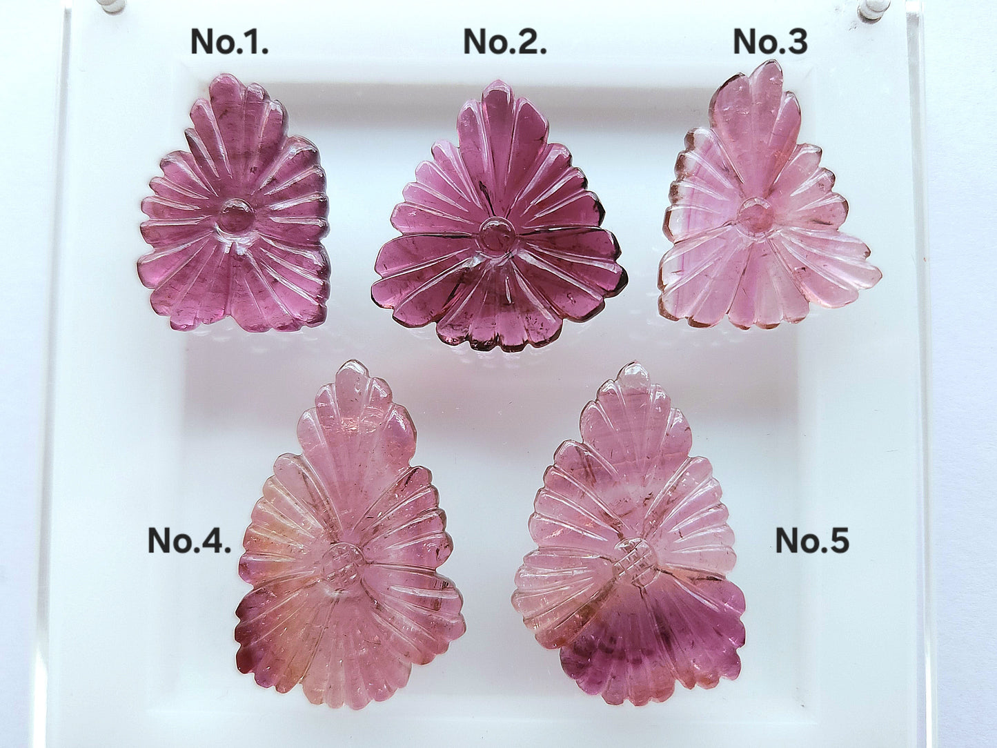 Natural Pink Tourmaline Flower Carvings For Pendants, Charms & Jewelry Making
