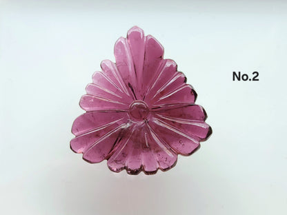 Natural Pink Tourmaline Flower Carvings For Pendants, Charms & Jewelry Making