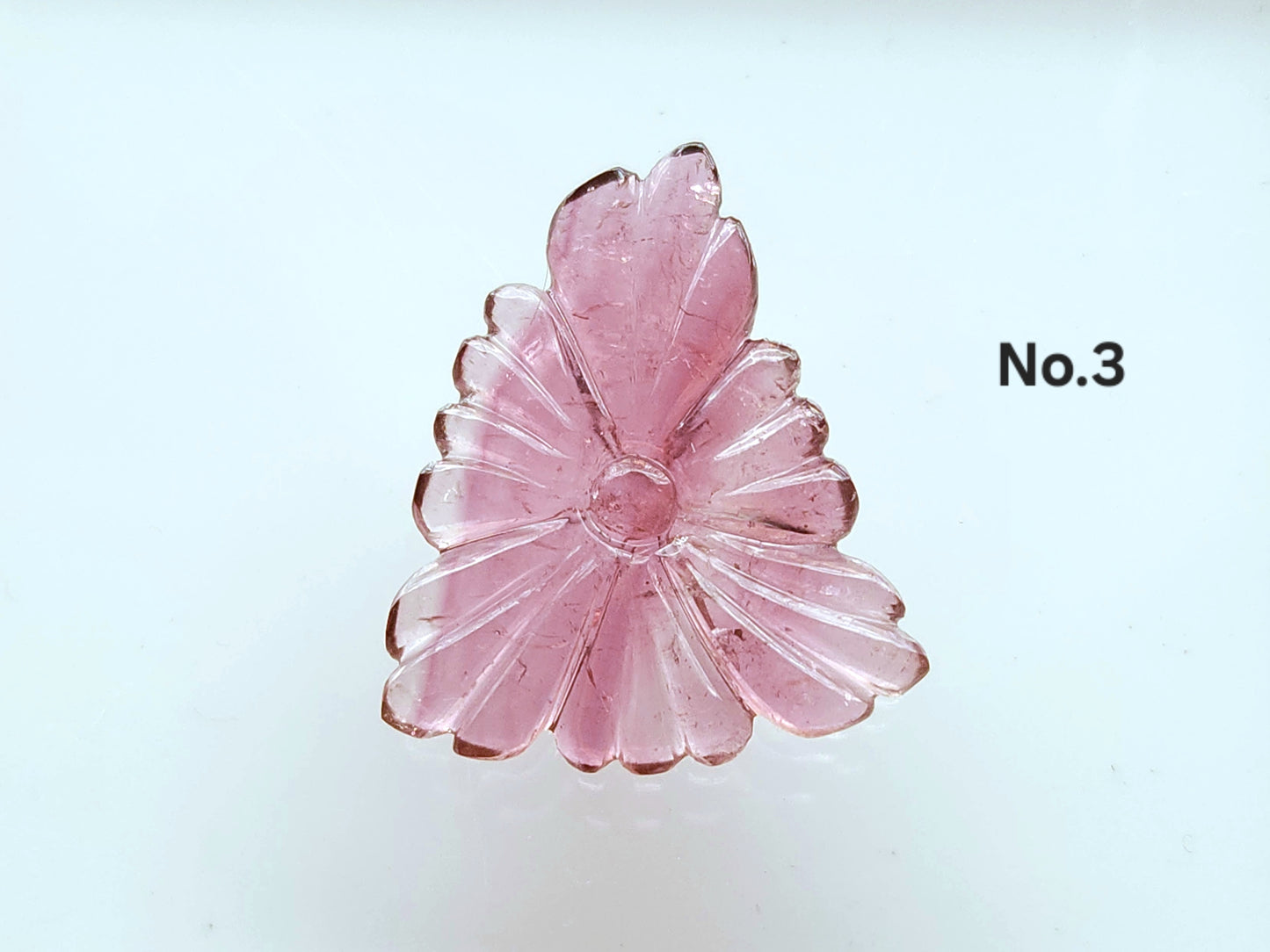 Natural Pink Tourmaline Flower Carvings For Pendants, Charms & Jewelry Making