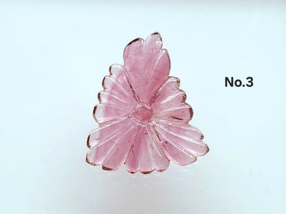 Natural Pink Tourmaline Flower Carvings For Pendants, Charms & Jewelry Making