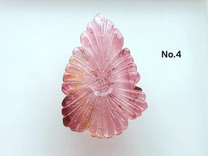 Natural Pink Tourmaline Flower Carvings For Pendants, Charms & Jewelry Making