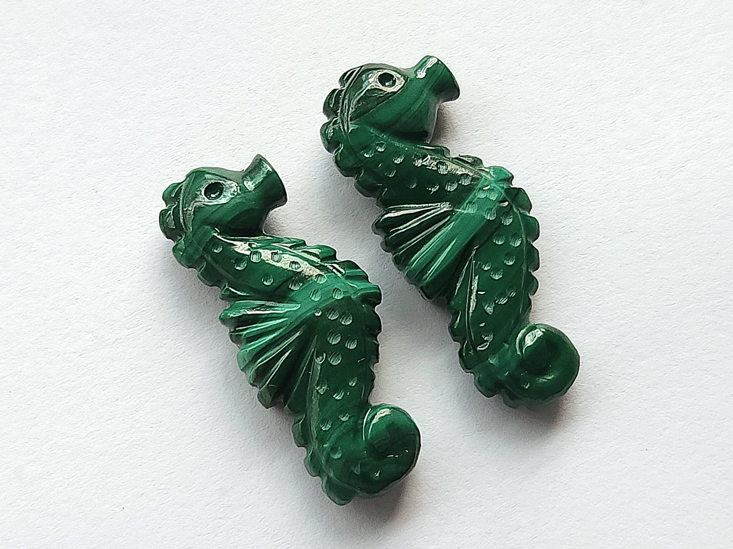 Natural Malachite Carved Sea Horse Gemstone | Fish Carvings