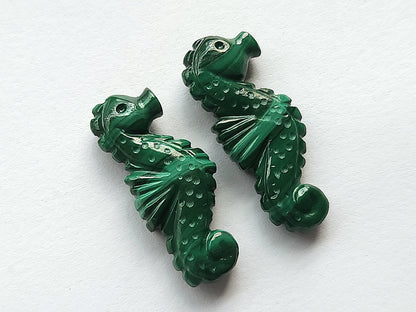 Natural Malachite Carved Sea Horse Gemstone | Fish Carvings