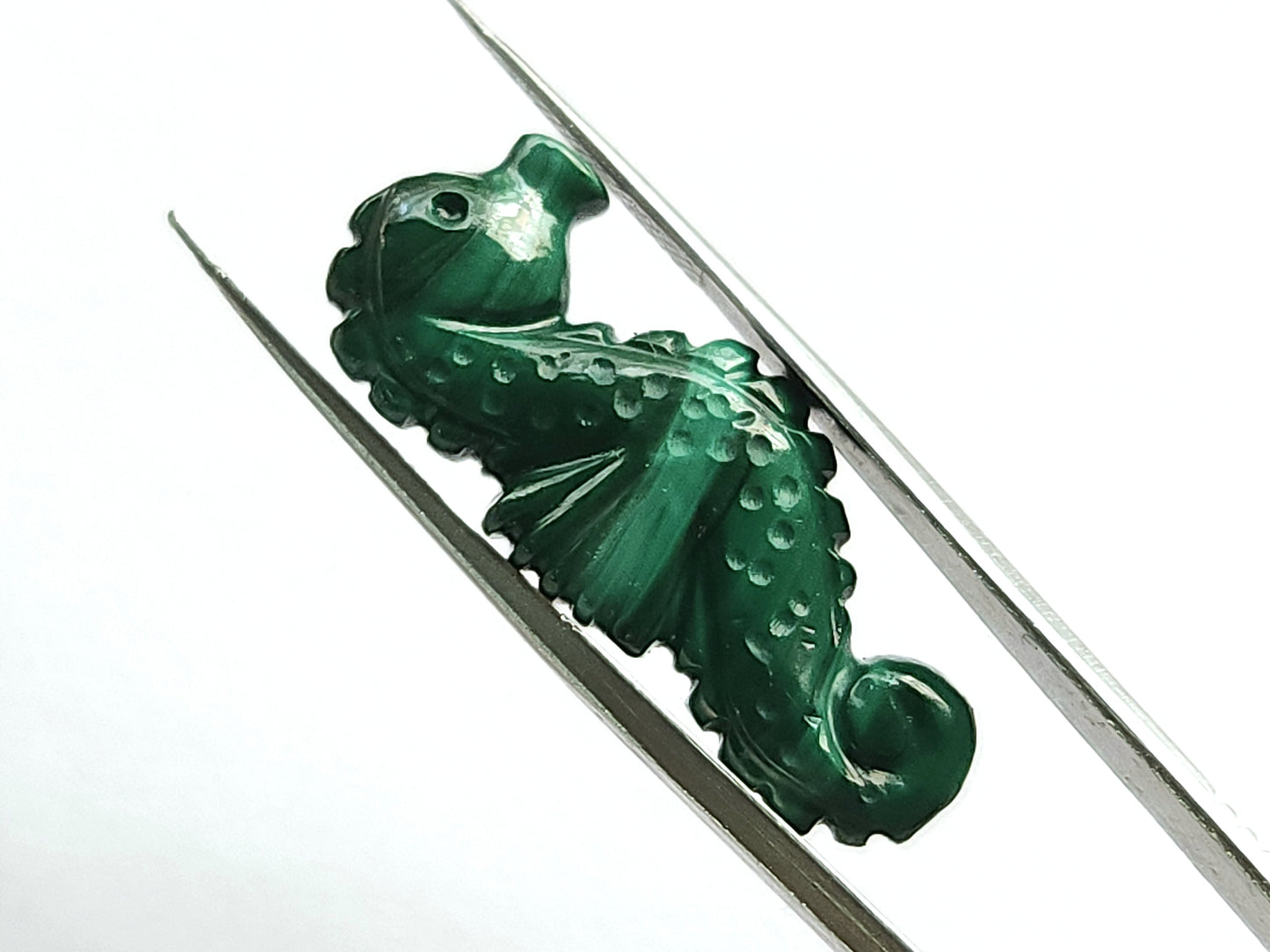 Natural Malachite Carved Sea Horse Gemstone | Fish Carvings