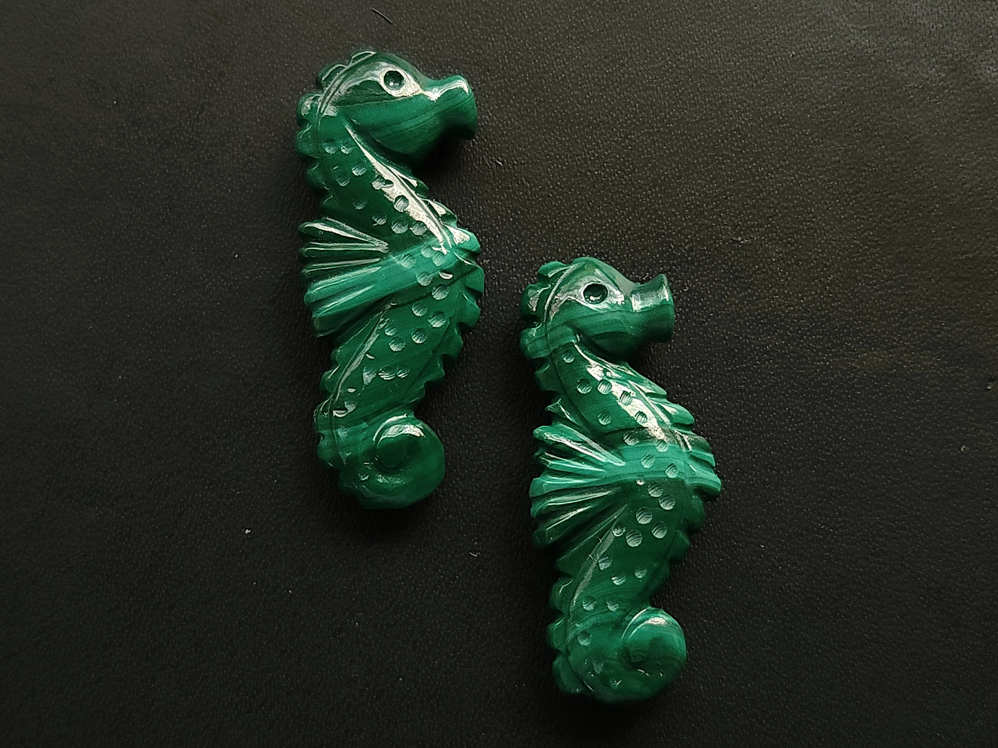 Natural Malachite Carved Sea Horse Gemstone | Fish Carvings