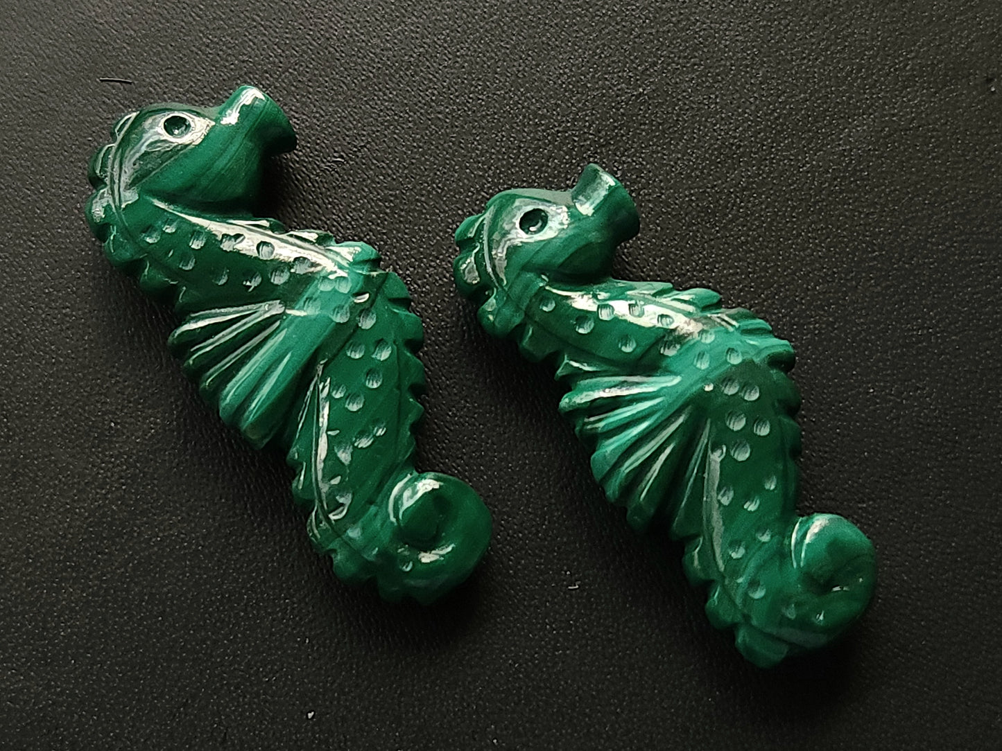 Natural Malachite Carved Sea Horse Gemstone | Fish Carvings