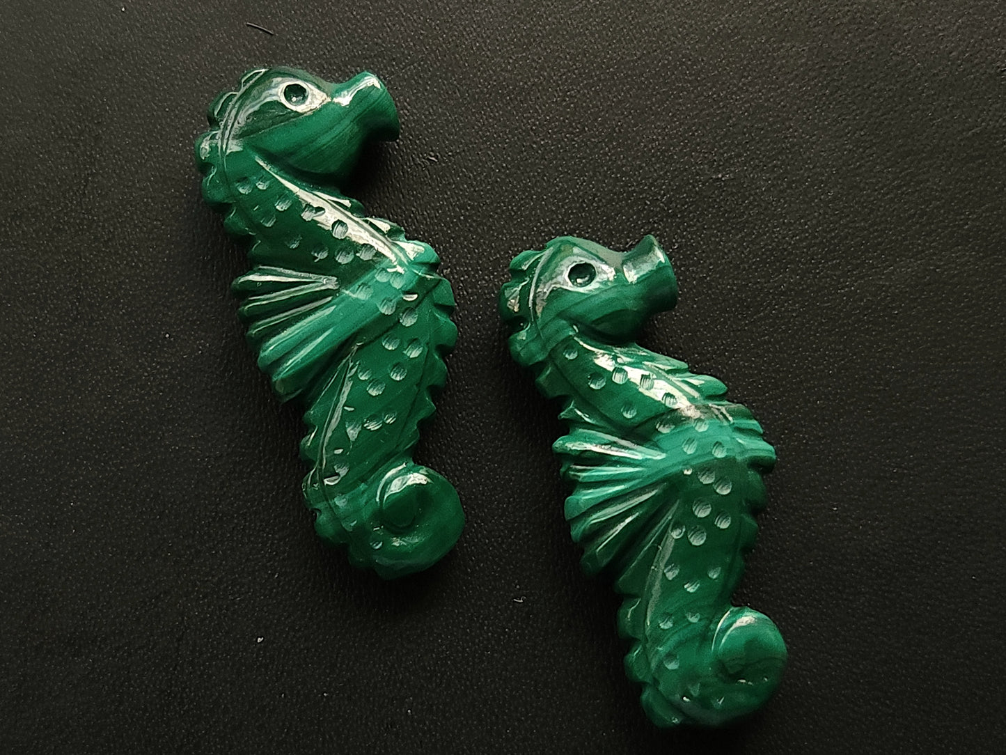 Natural Malachite Carved Sea Horse Gemstone | Fish Carvings