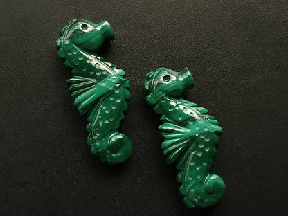 Natural Malachite Carved Sea Horse Gemstone | Fish Carvings