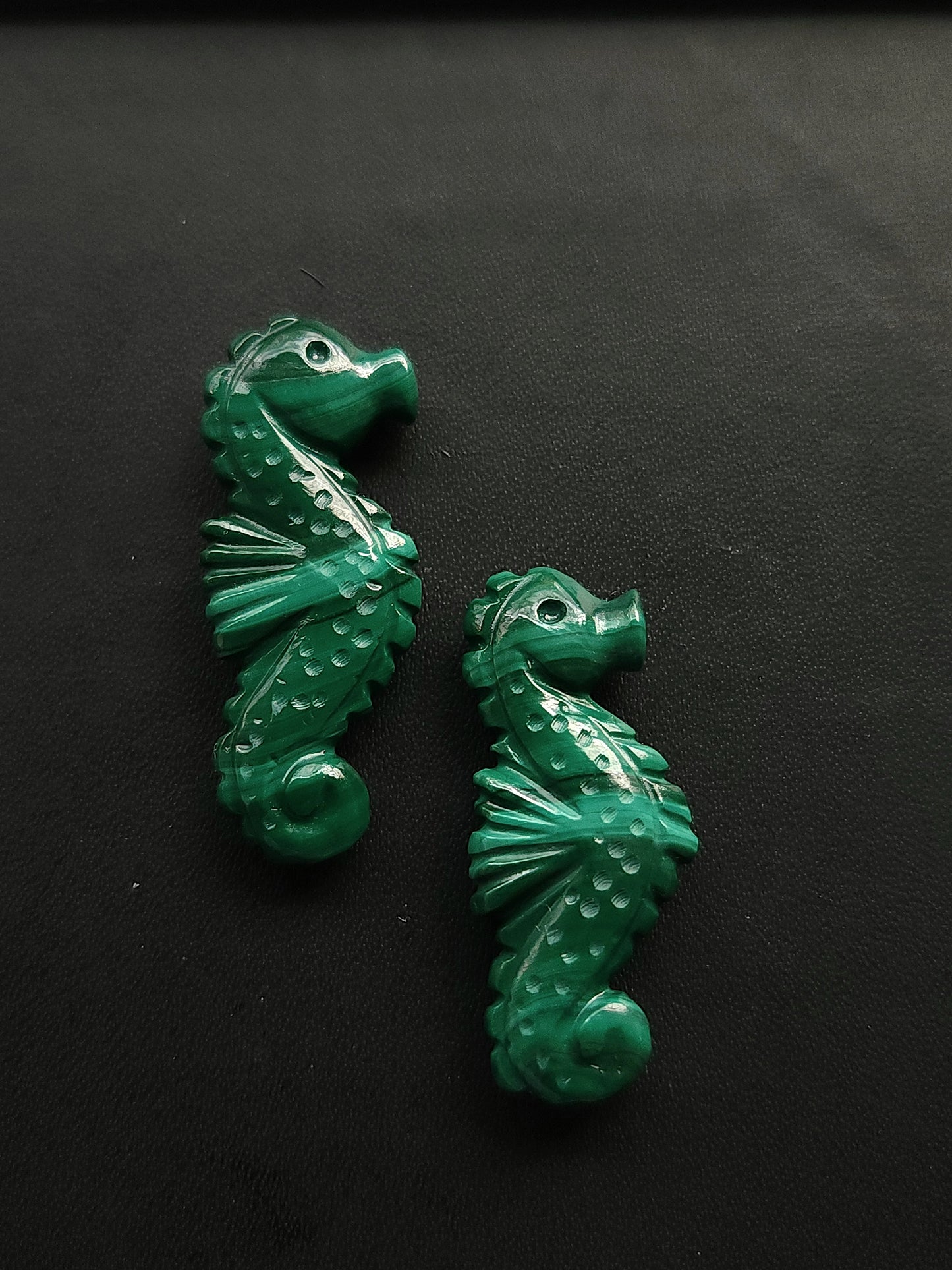 Natural Malachite Carved Sea Horse Gemstone | Fish Carvings