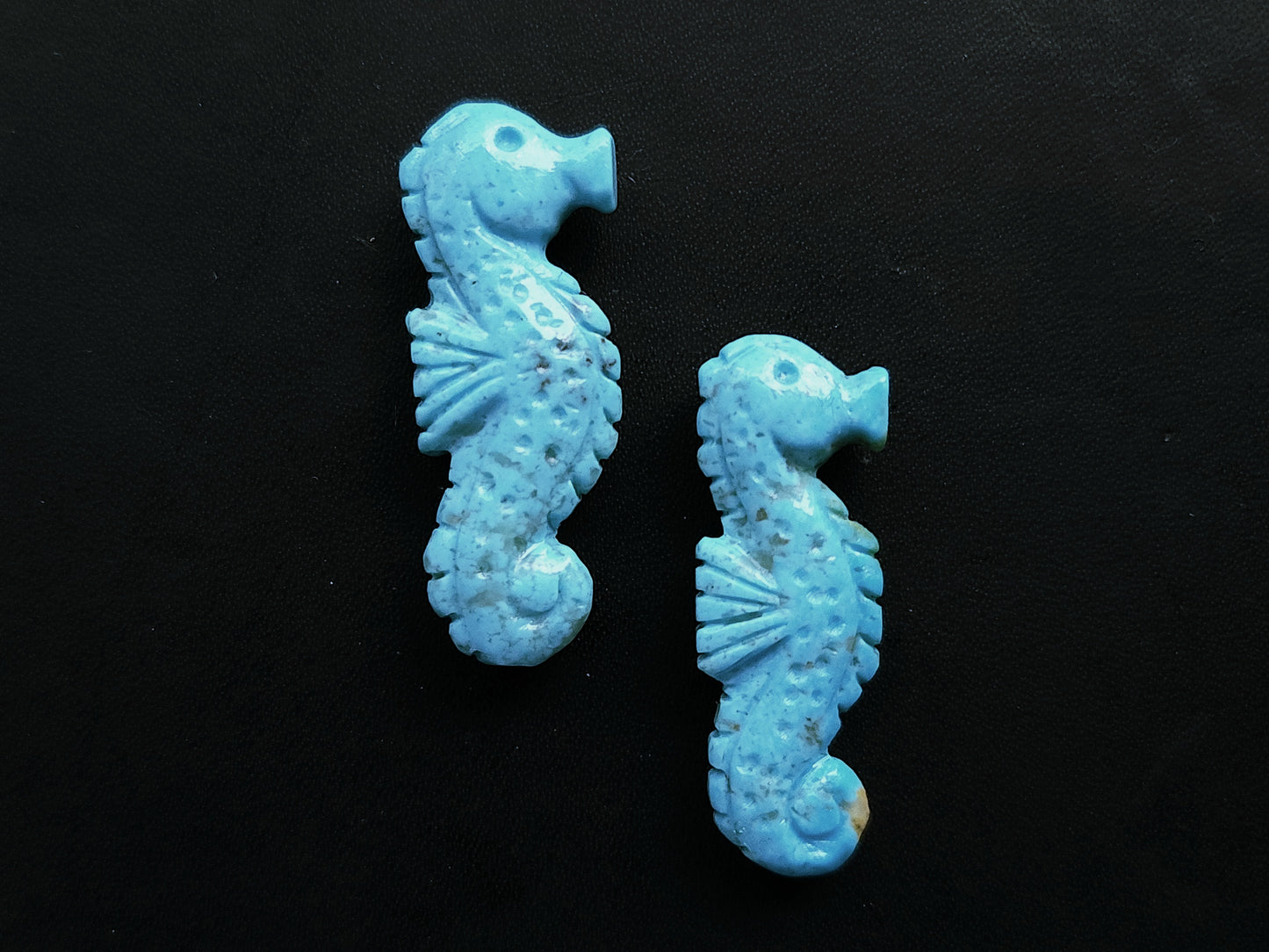 Natural Arizona Turquoise Carved Sea Horse Gemstone | Fish Carvings