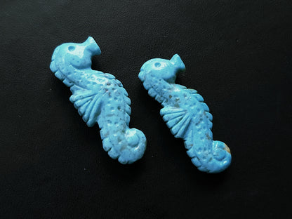 Natural Arizona Turquoise Carved Sea Horse Gemstone | Fish Carvings