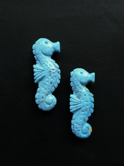 Natural Arizona Turquoise Carved Sea Horse Gemstone | Fish Carvings