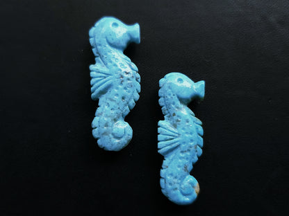 Natural Arizona Turquoise Carved Sea Horse Gemstone | Fish Carvings