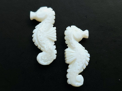 Natural Mother Of Pearl Carved Sea Horse Gemstone | Fish Carvings