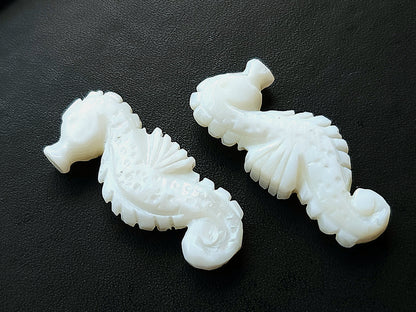 Natural Mother Of Pearl Carved Sea Horse Gemstone | Fish Carvings