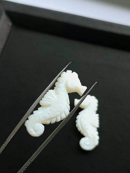 Natural Mother Of Pearl Carved Sea Horse Gemstone | Fish Carvings