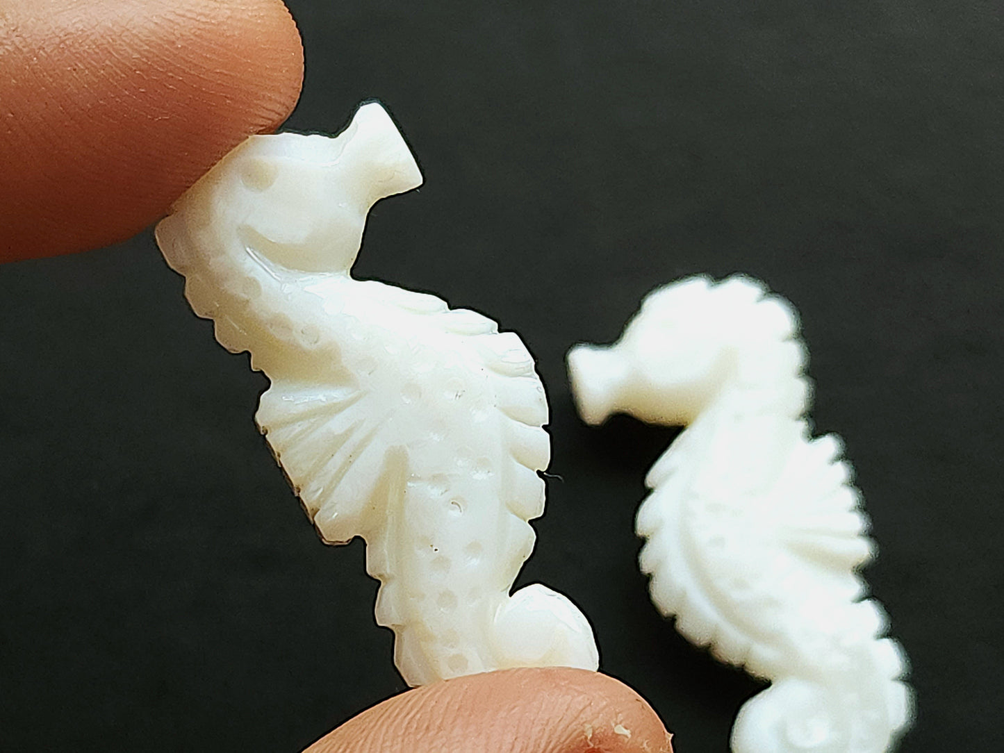 Natural Mother Of Pearl Carved Sea Horse Gemstone | Fish Carvings