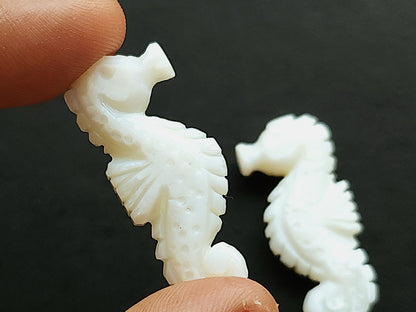 Natural Mother Of Pearl Carved Sea Horse Gemstone | Fish Carvings