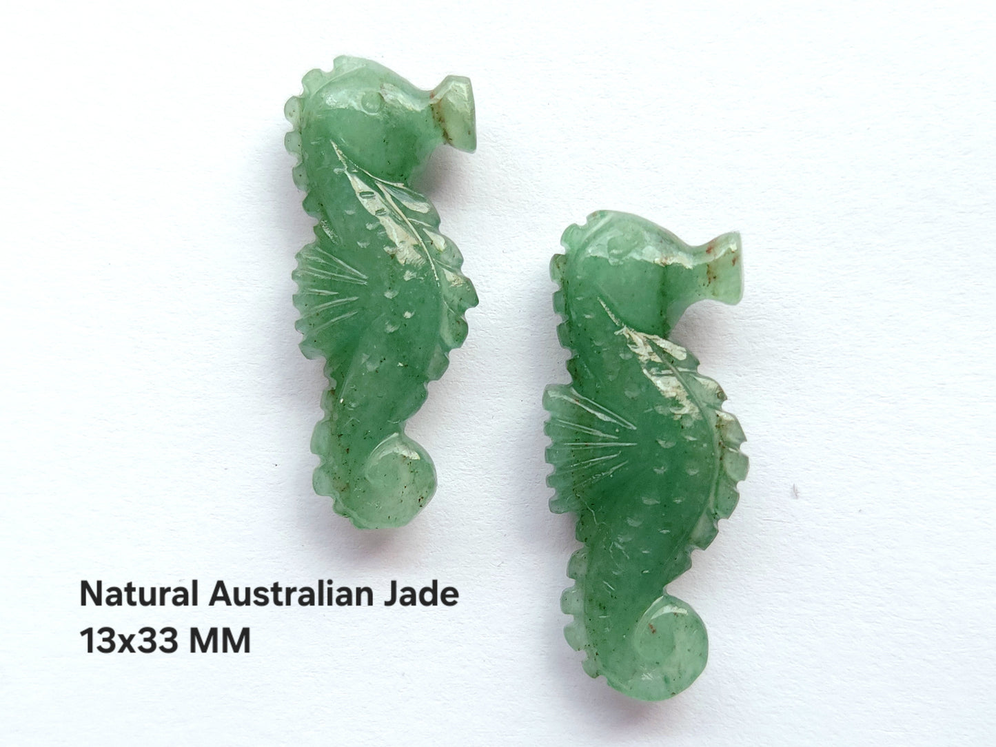 Natural Australian Jade Carved Sea Horse | Australian Jade Gemstone Carving | 13x33 MM | Loose Carving for Pendants & Jewelry Making