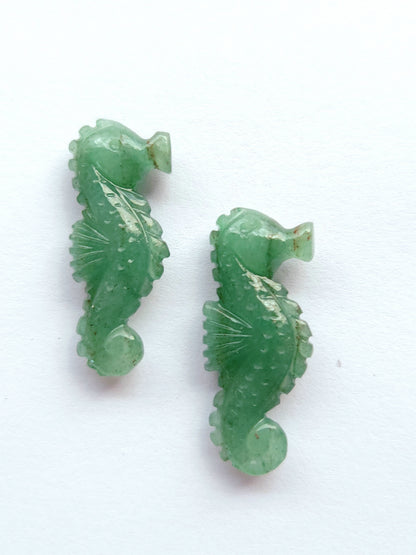 Natural Australian Jade Carved Sea Horse Gemstone | Fish Carvings