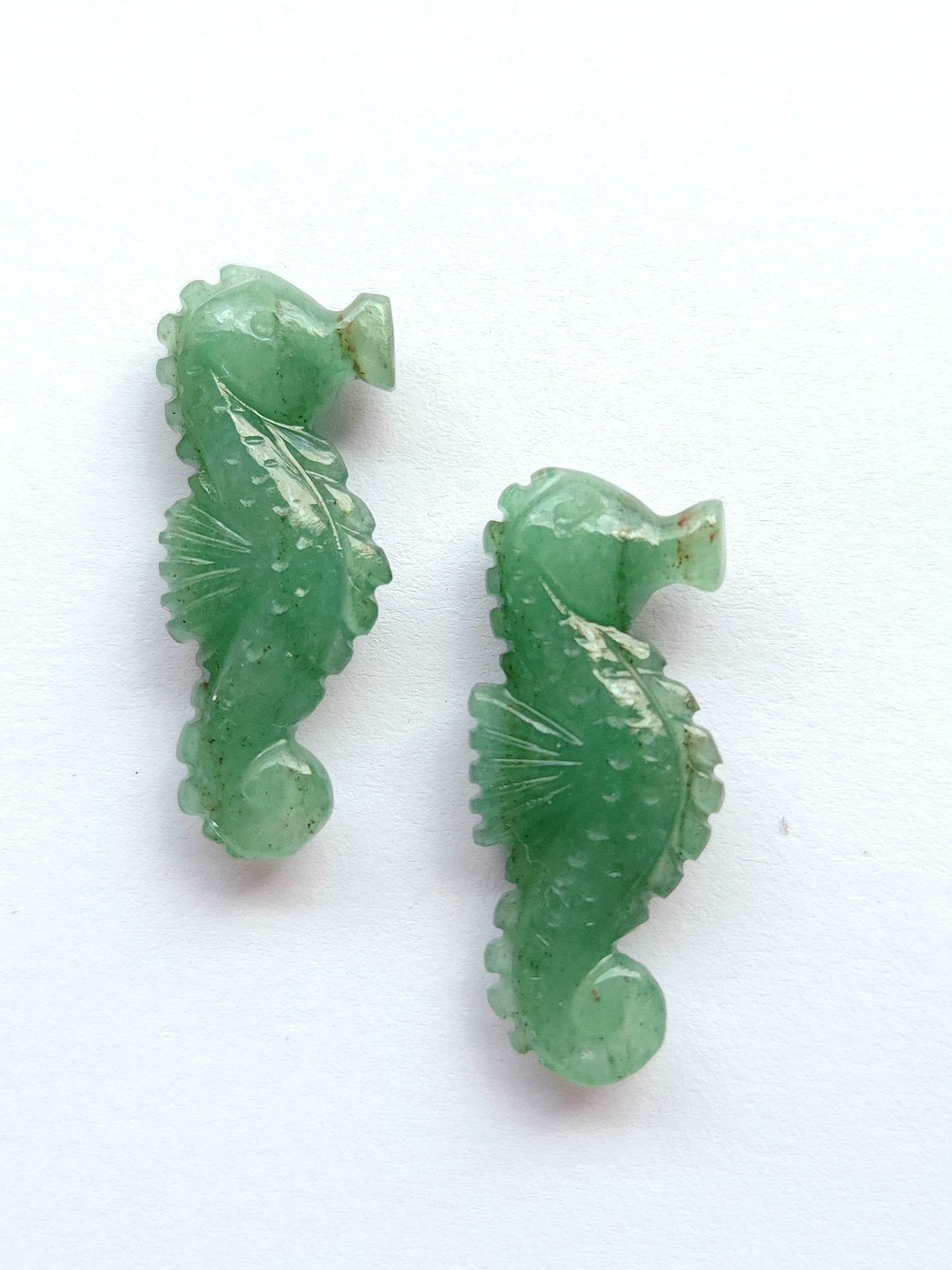 Natural Australian Jade Carved Sea Horse Gemstone | Fish Carvings