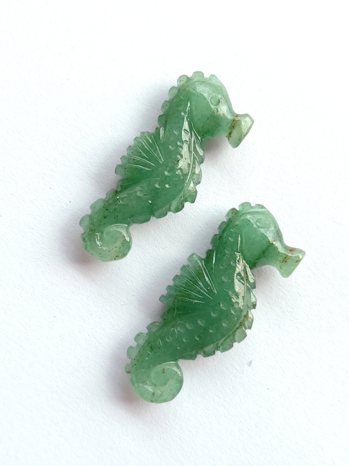 Natural Australian Jade Carved Sea Horse Gemstone | Fish Carvings