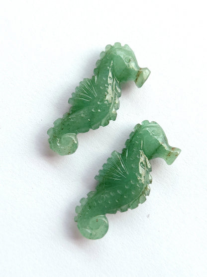 Natural Australian Jade Carved Sea Horse Gemstone | Fish Carvings