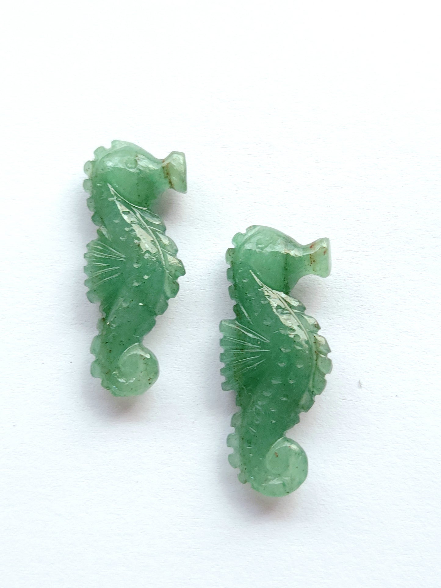 Natural Australian Jade Carved Sea Horse Gemstone | Fish Carvings