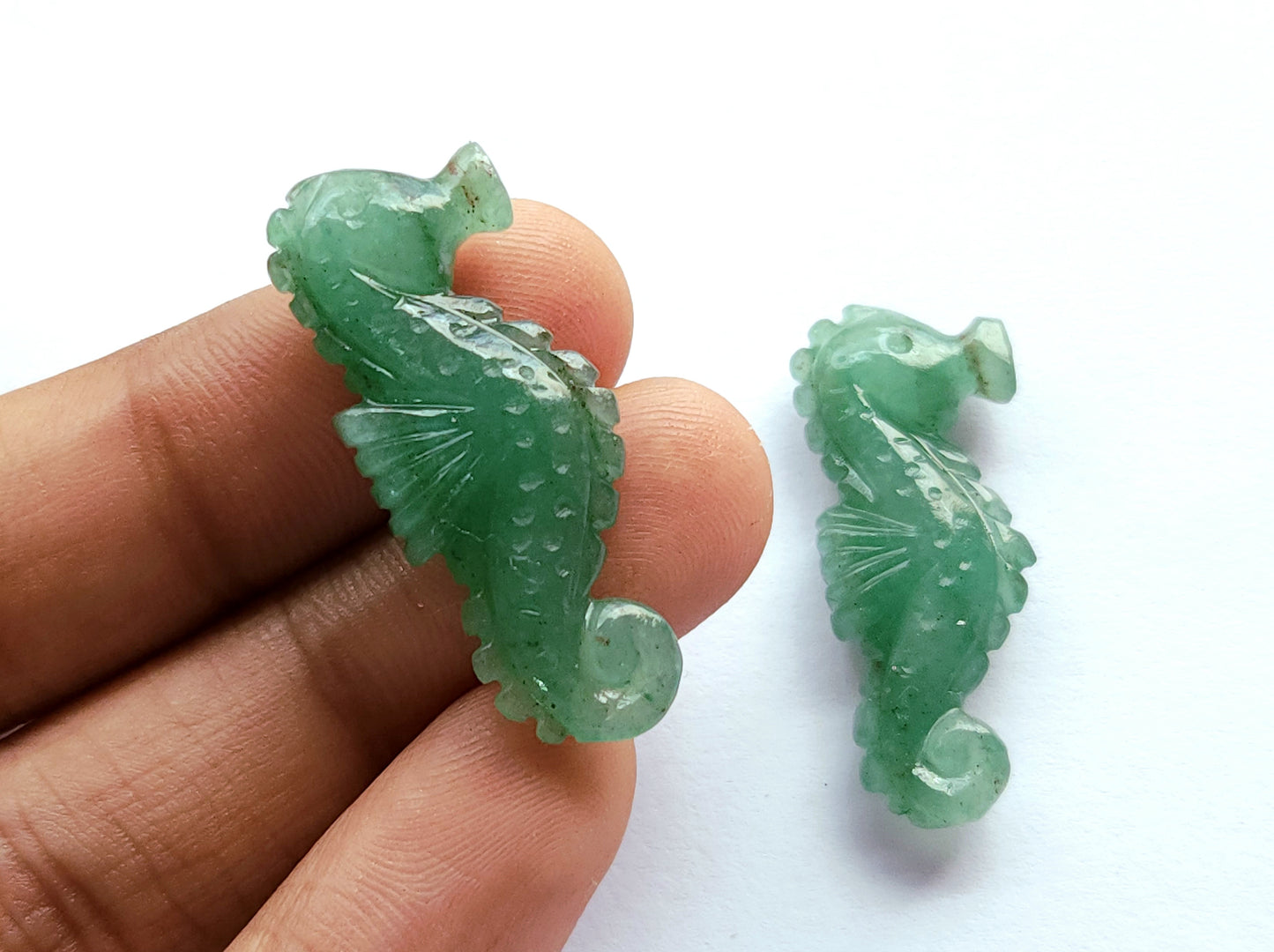 Natural Australian Jade Carved Sea Horse Gemstone | Fish Carvings