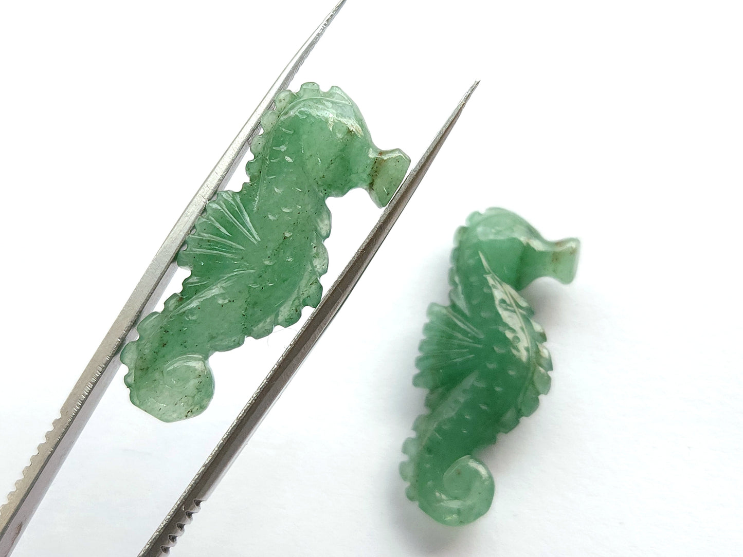 Natural Australian Jade Carved Sea Horse Gemstone | Fish Carvings