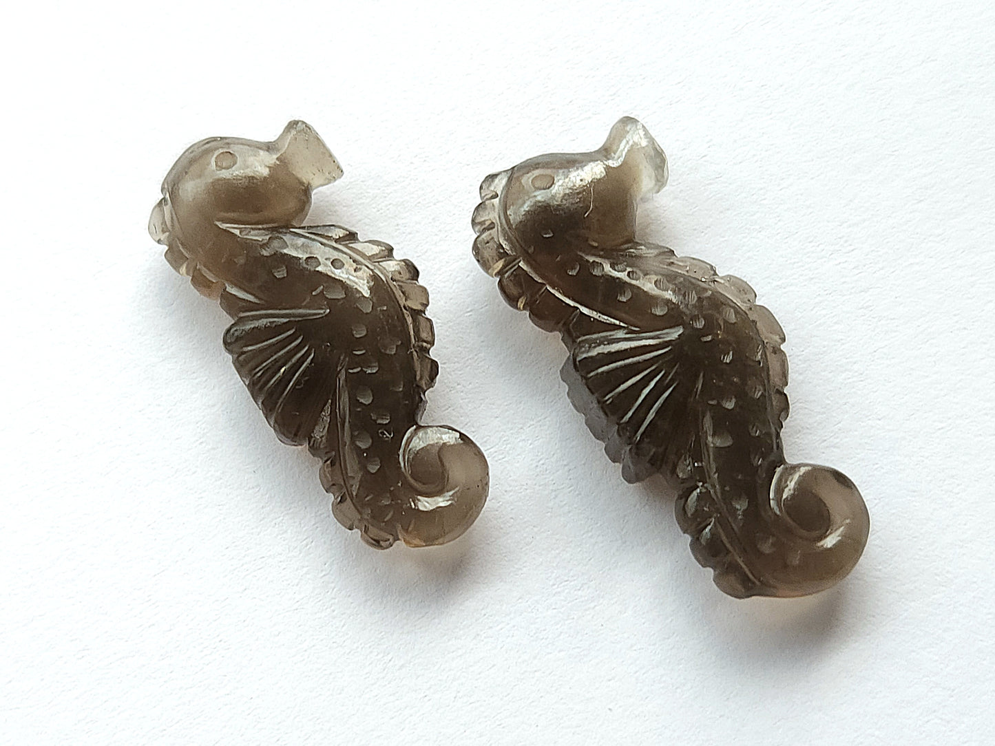 Natural Smoky Quartz Carved Sea Horse Gemstone | Fish Carvings