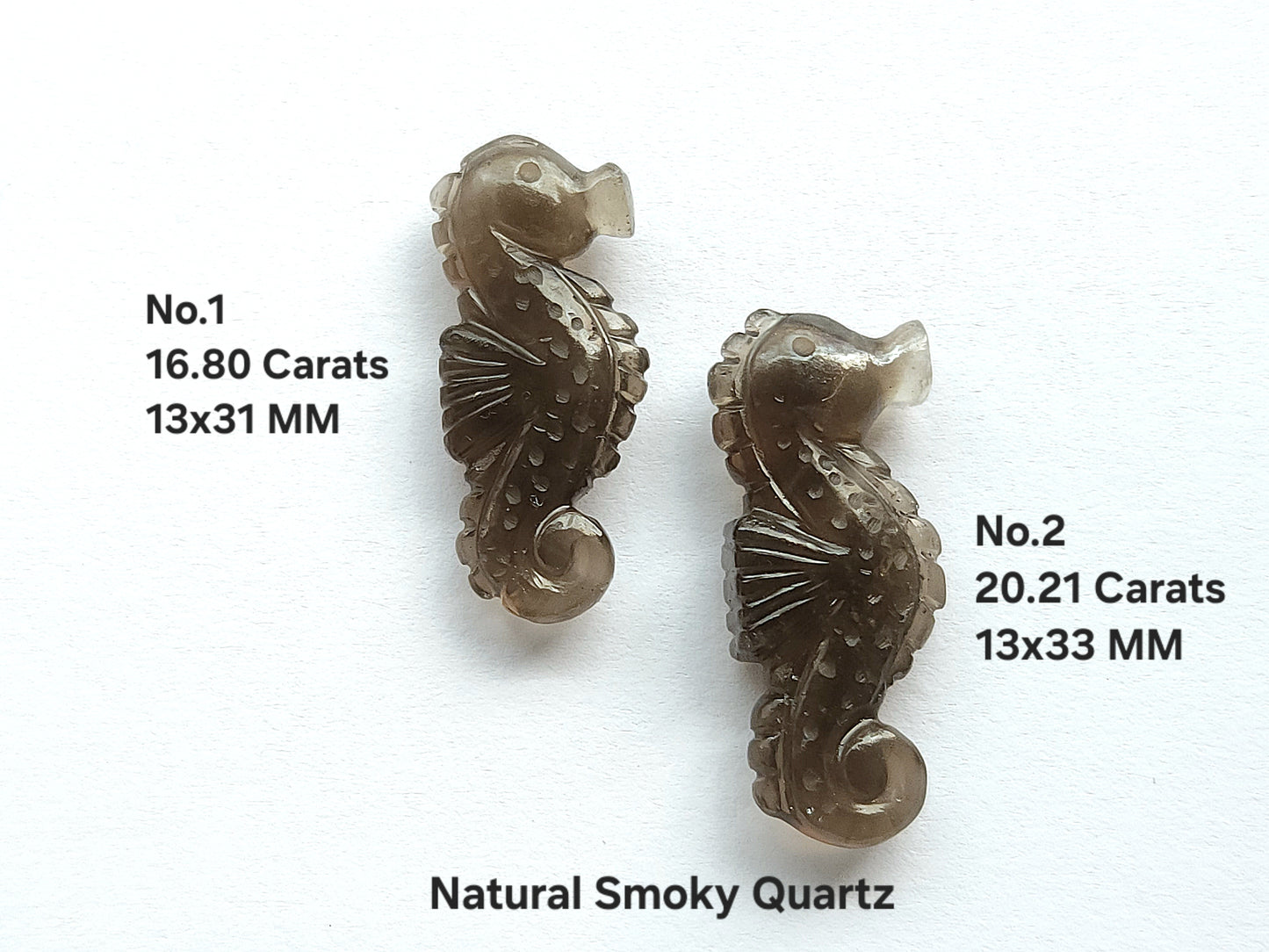 Natural Smoky Quartz Carved Sea Horse Gemstone | Fish Carvings