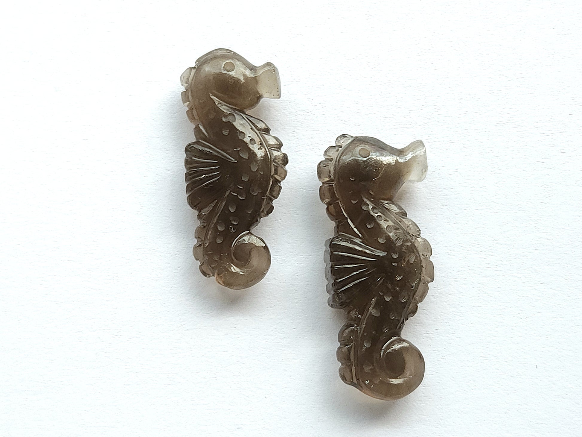 Natural Smoky Quartz Carved Sea Horse | Smoky Quartz Gemstone Carving |Carved Fishes |13x33 MM | Loose Carving for Pendants & Jewelry Making